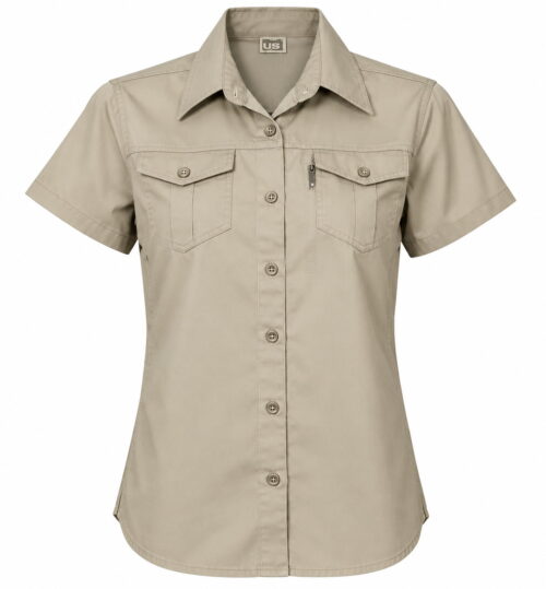 Khaki Utility Shirt with US Label Chemise à manches courtes Kingfisher pour femmes
